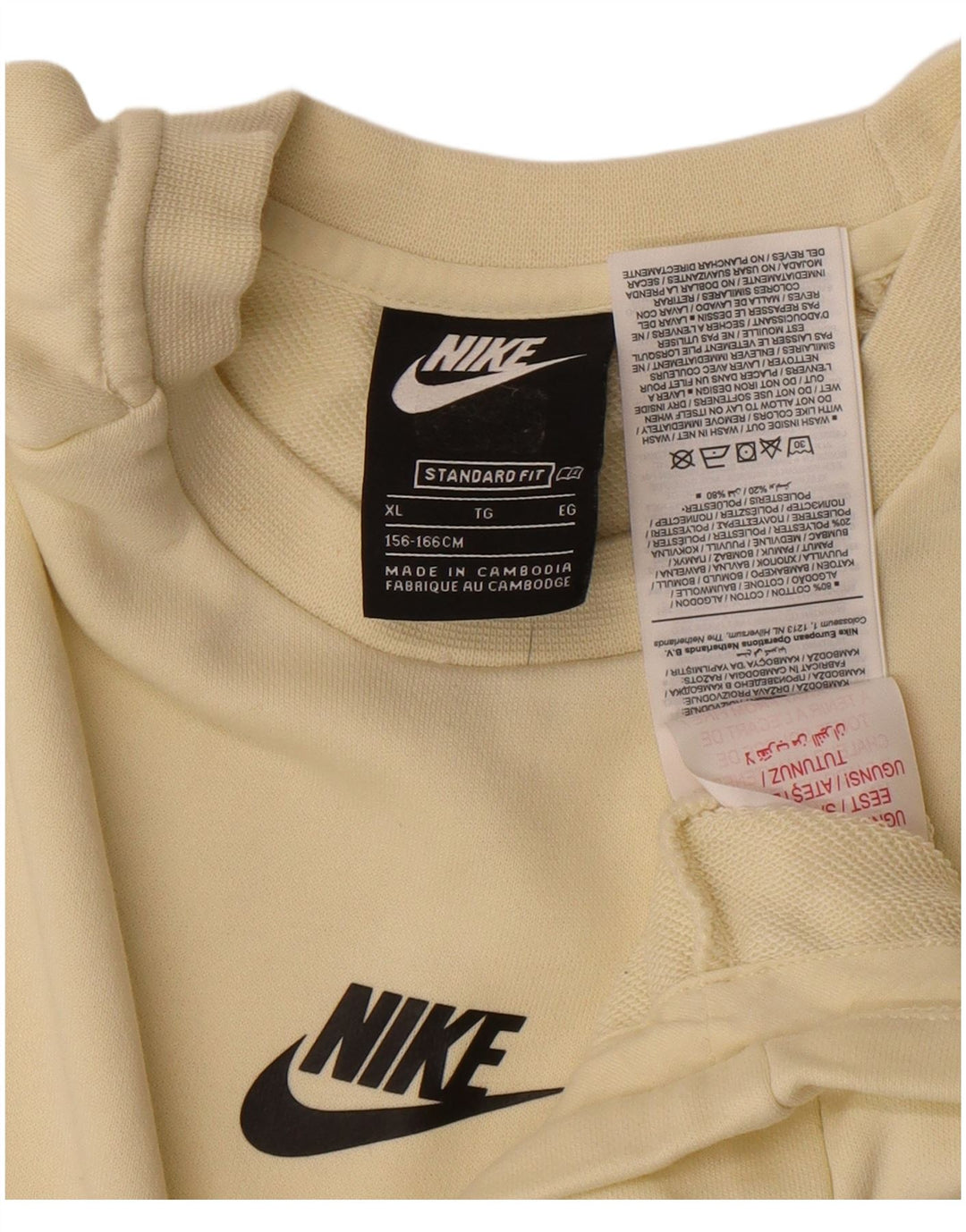 Nike Girl Sweatshirt Jumper 13-14 år XL Off White Bomuld