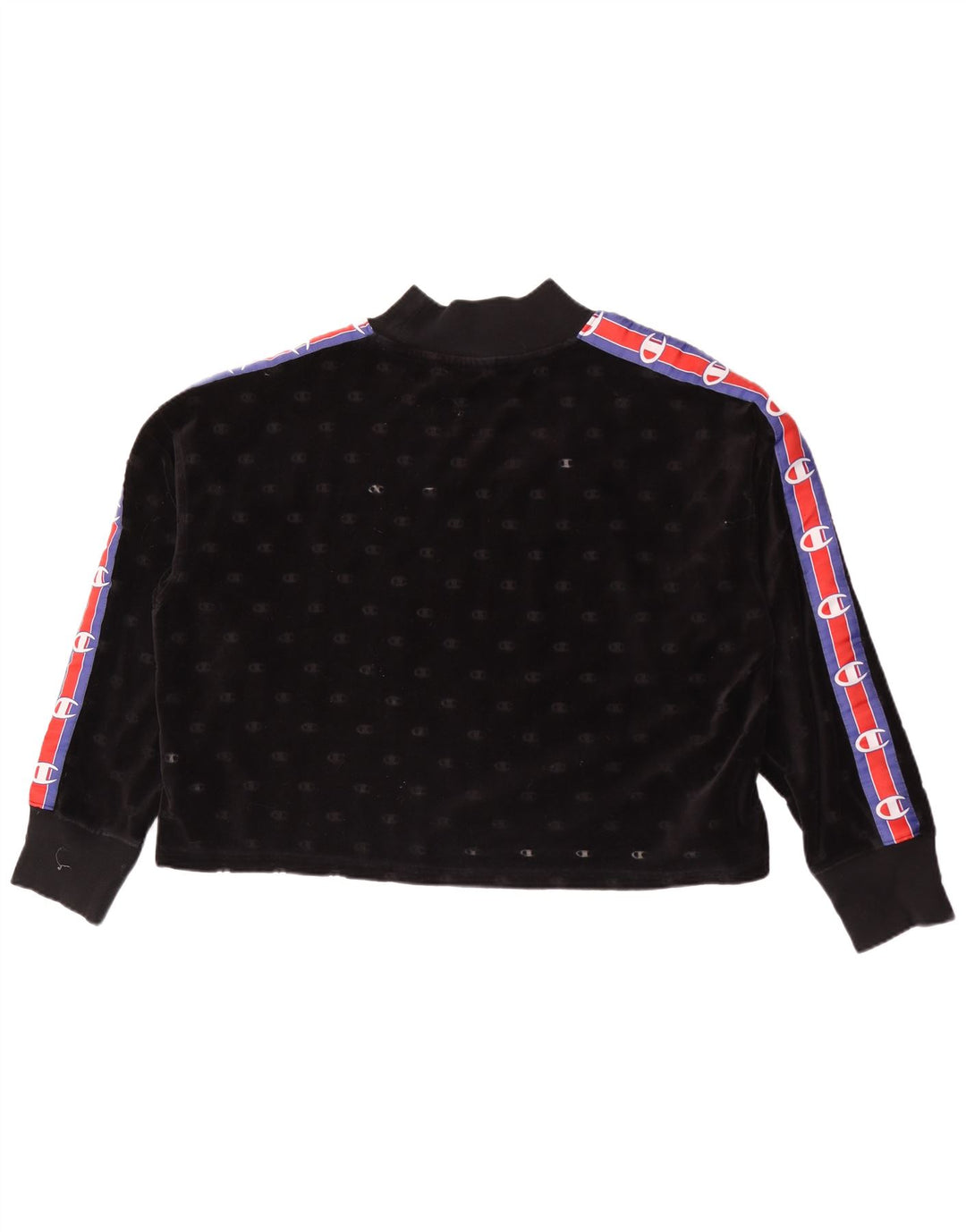 Champion Dame Grafisk Sweatshirt Jumper UK 14 Medium Sort Colourblock