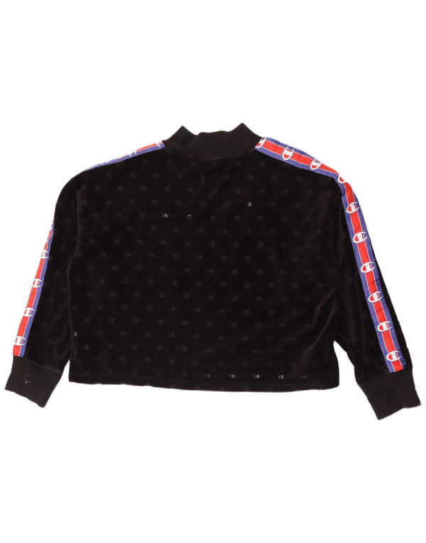 Champion Dame Grafisk Sweatshirt Jumper UK 14 Medium Sort Colourblock