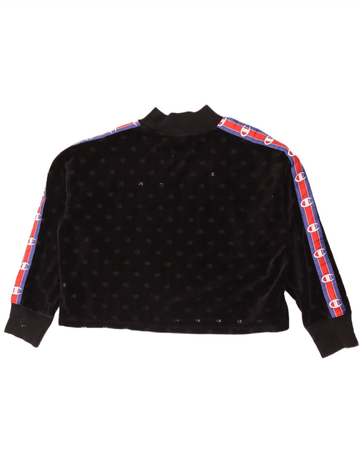 Champion Dame Grafisk Sweatshirt Jumper UK 14 Medium Sort Colourblock