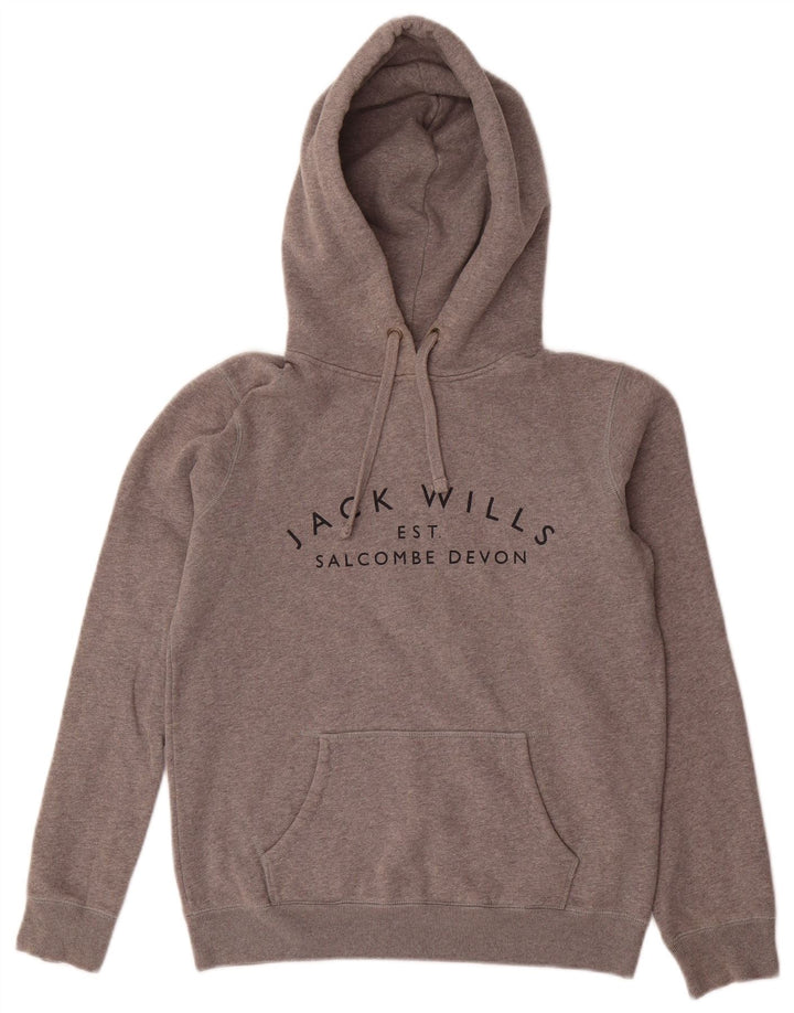 JACK WILLS Womens Salcombe Devon Oversized Hoodie Jumper UK 10 Small Grey