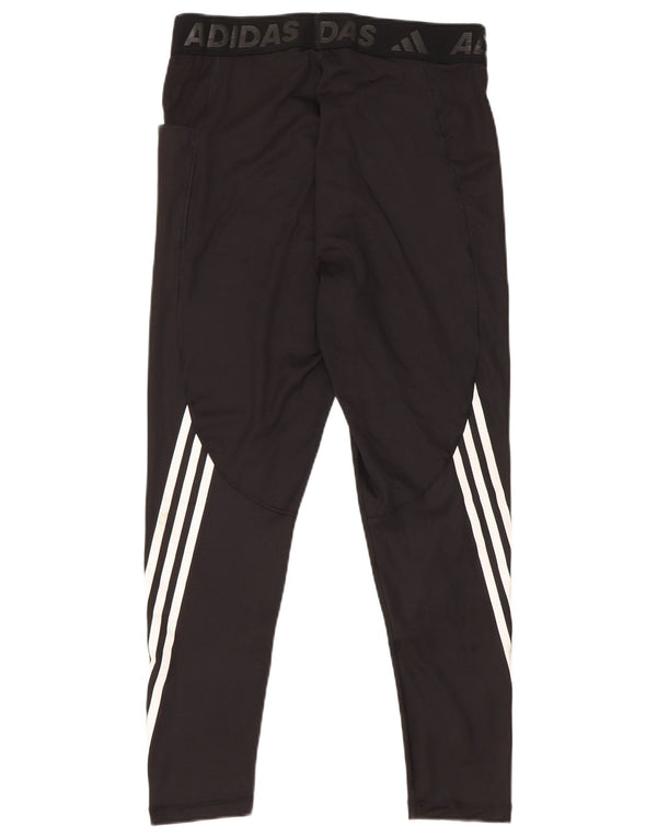 Adidas Dame Tech Fit Grafiske Leggings UK 16/18 Stor sort stribet