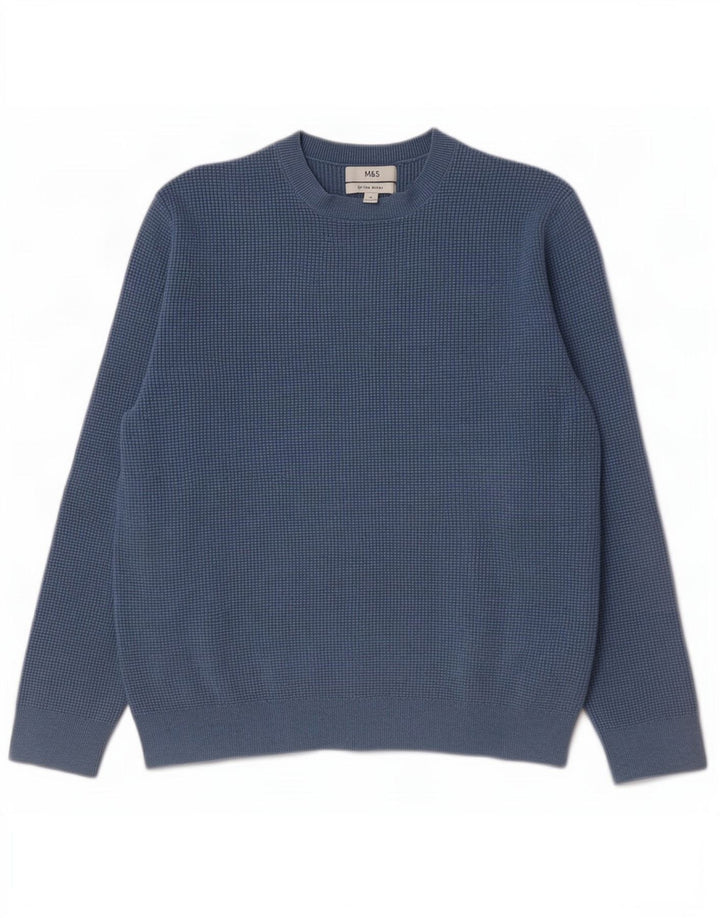 Marks & Spencer Herre sweater med rund hals XL blå polyester