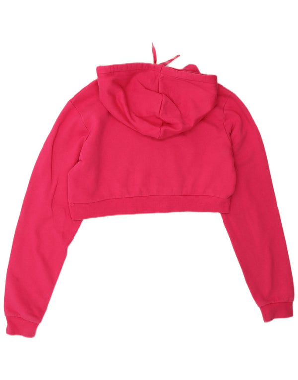 Fila Graphic Crop Hoodie Jumper UK 10 Small Pink Bomuld