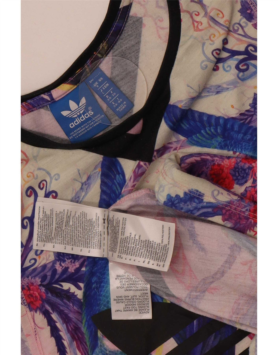 Adidas Dame Passaredo Grafisk Vest Top UK 8 Small Multicolored Tropical