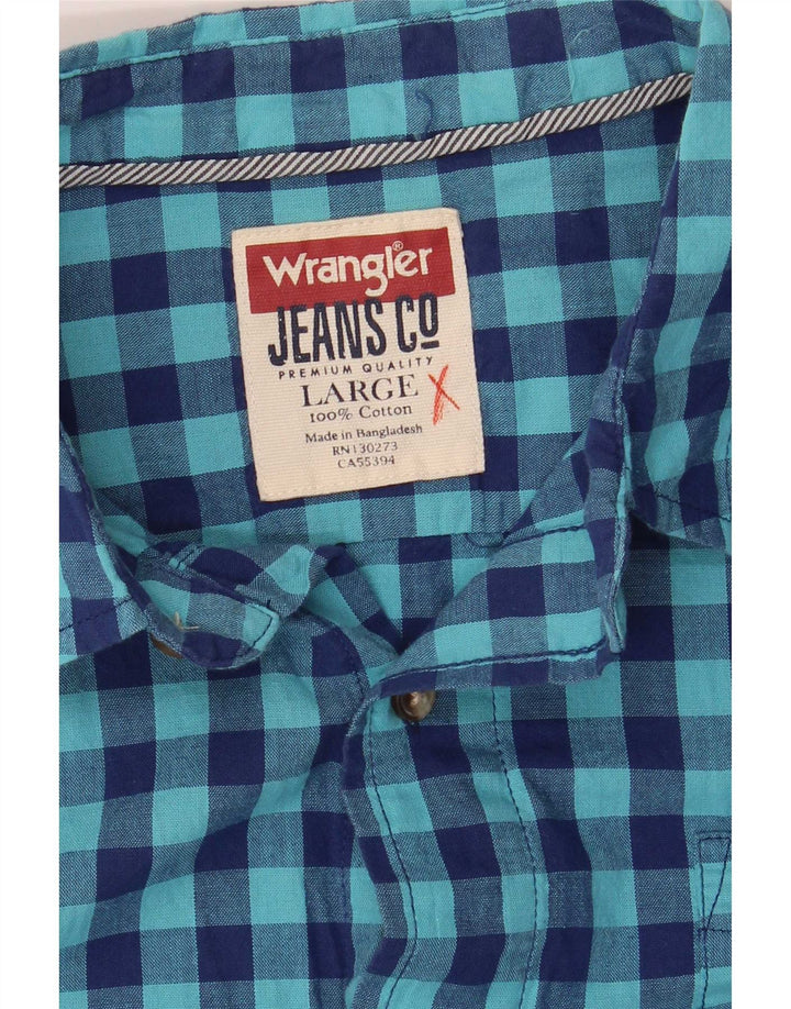 Wrangler herreskjorte stor blå Gingham bomuld