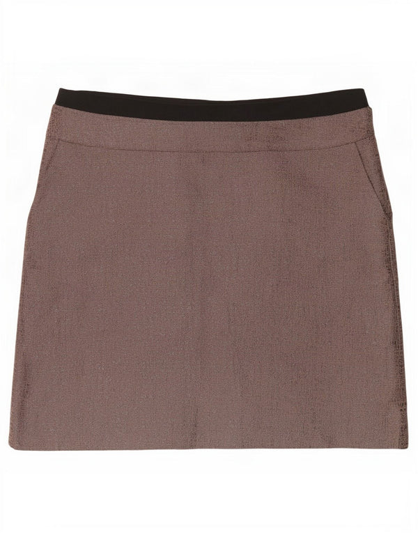Kaliko Dame Mini Nederdel UK 20 2XL W38 Brun Colourblock Bomuld