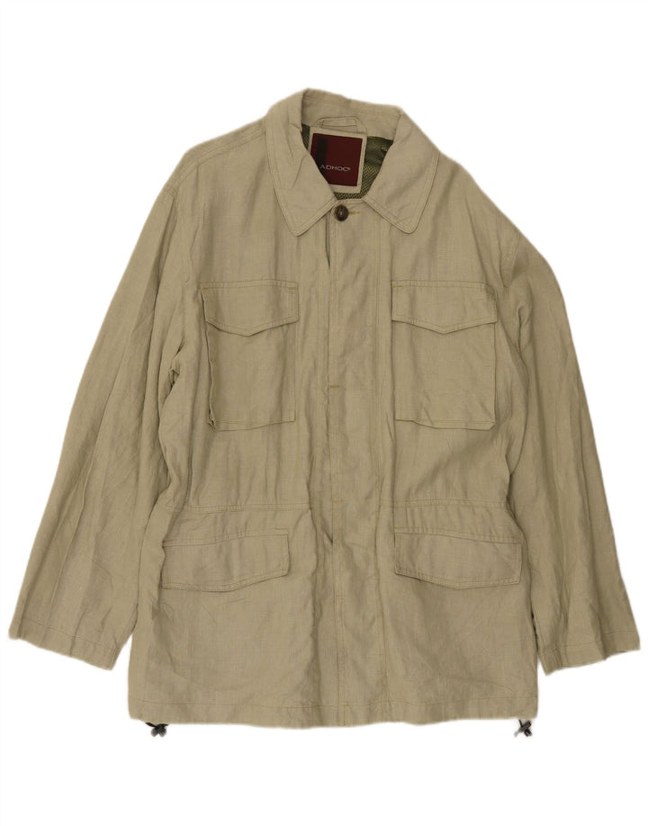 Adhoc Herre Utility Jacket UK 38 Medium Khaki Linen Army