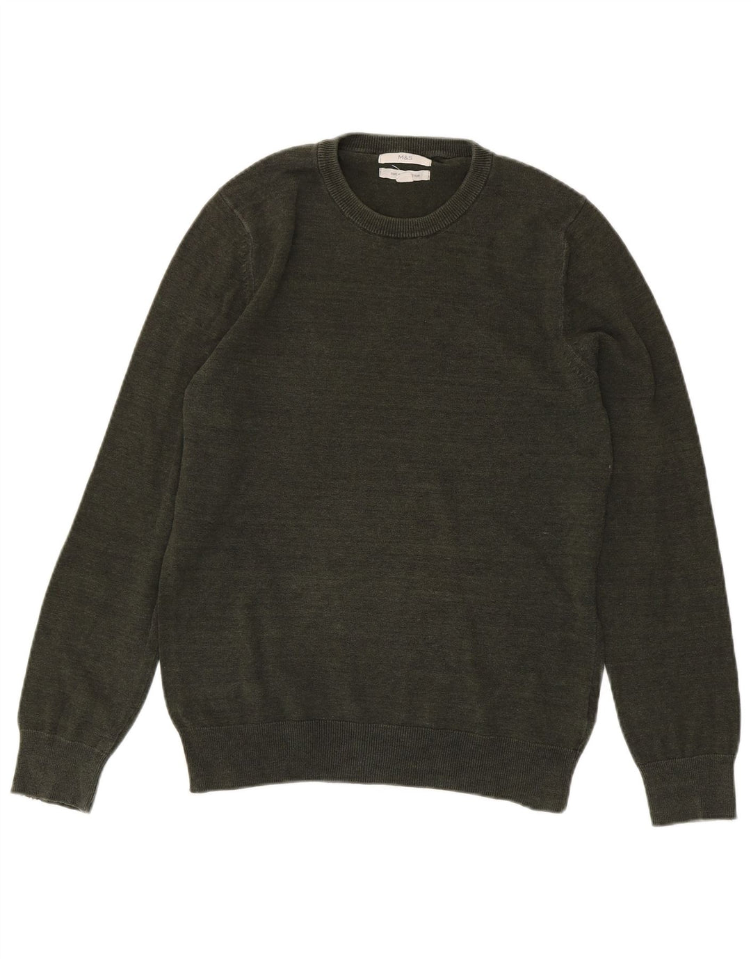 Marks & Spencer Herre sweater med rund hals, lille Khaki Bomuld
