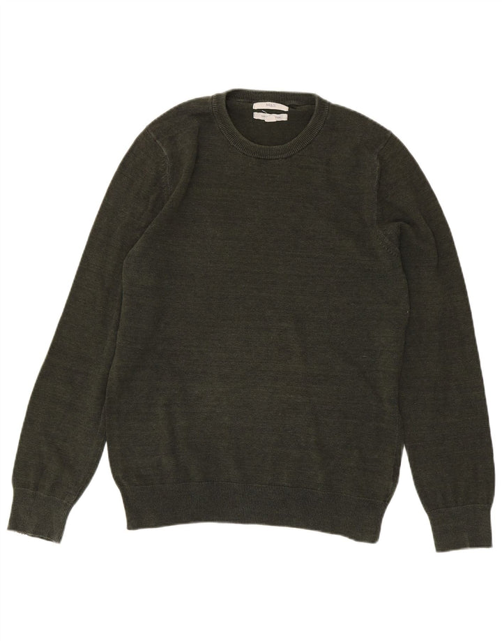 Marks & Spencer Herre sweater med rund hals, lille Khaki Bomuld