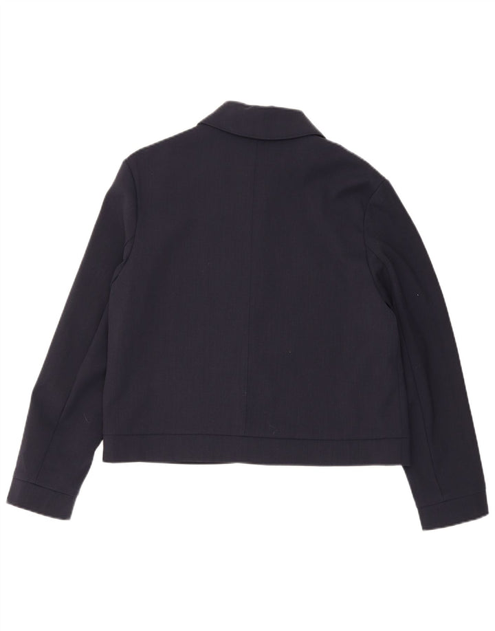 MARKS & SPENCER Dame Autograph Bomber Jacket UK 12 Medium Navy Blue Wool