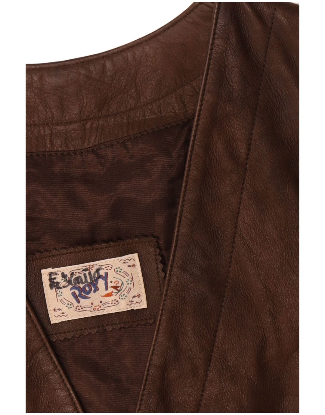 Roxy Dame Læder Gilet EU 38 Medium Brun Læder