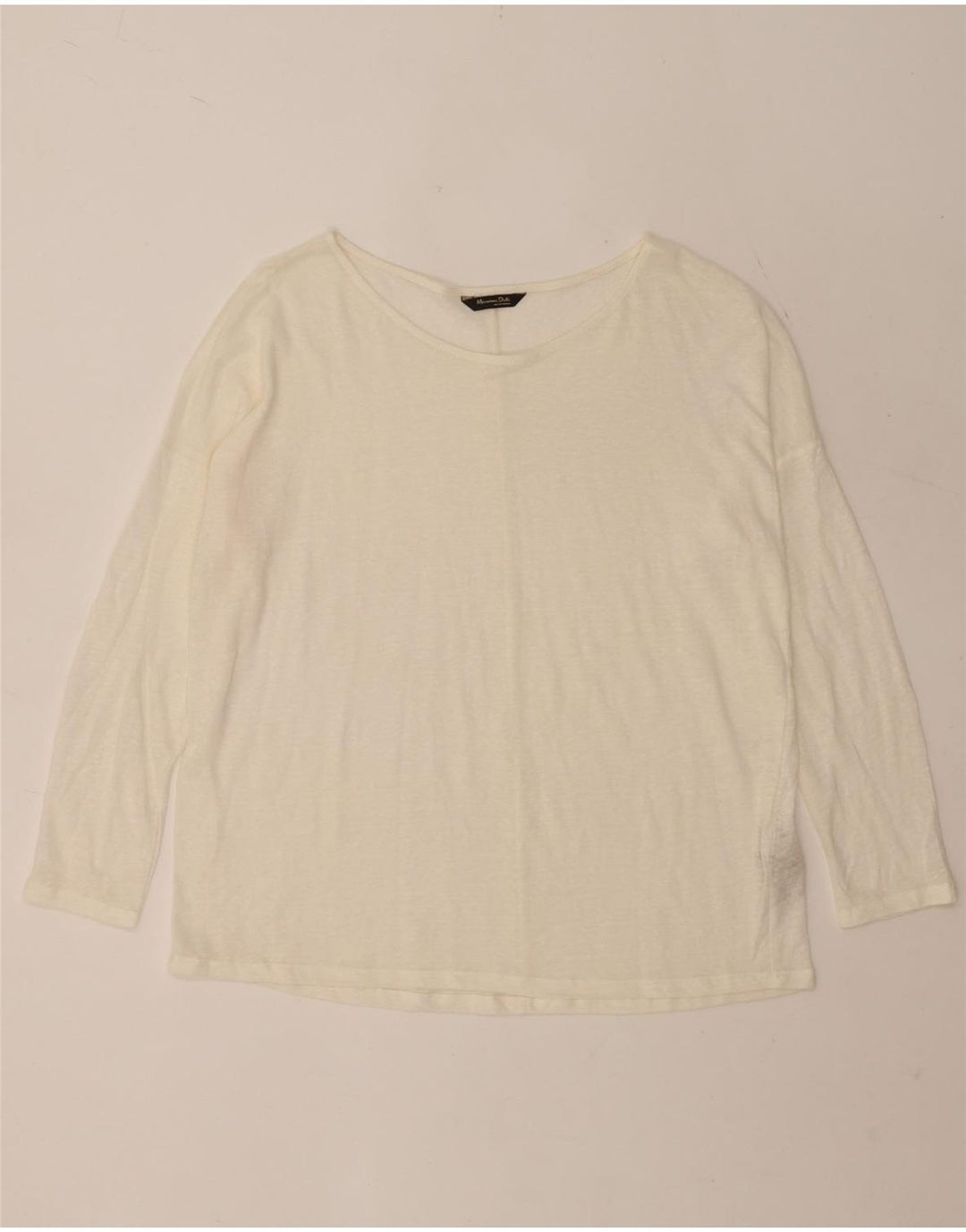 Massimo Dutti Dame Top Langærmet UK 16 Large Off White Linned