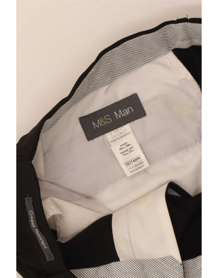 Marks & Spencer Herre Pegged Suit Bukser W34 L31 Sort Polyester