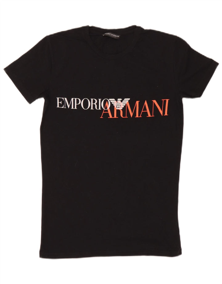 Emporio Armani Herre grafisk T-shirt Top Medium Sort Bomuld