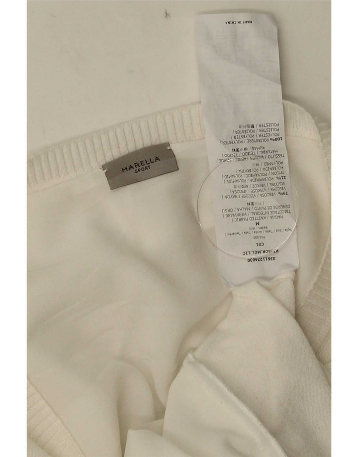 Marella Dame Boat Neck Jumper Sweater UK 12 Medium White Viscose