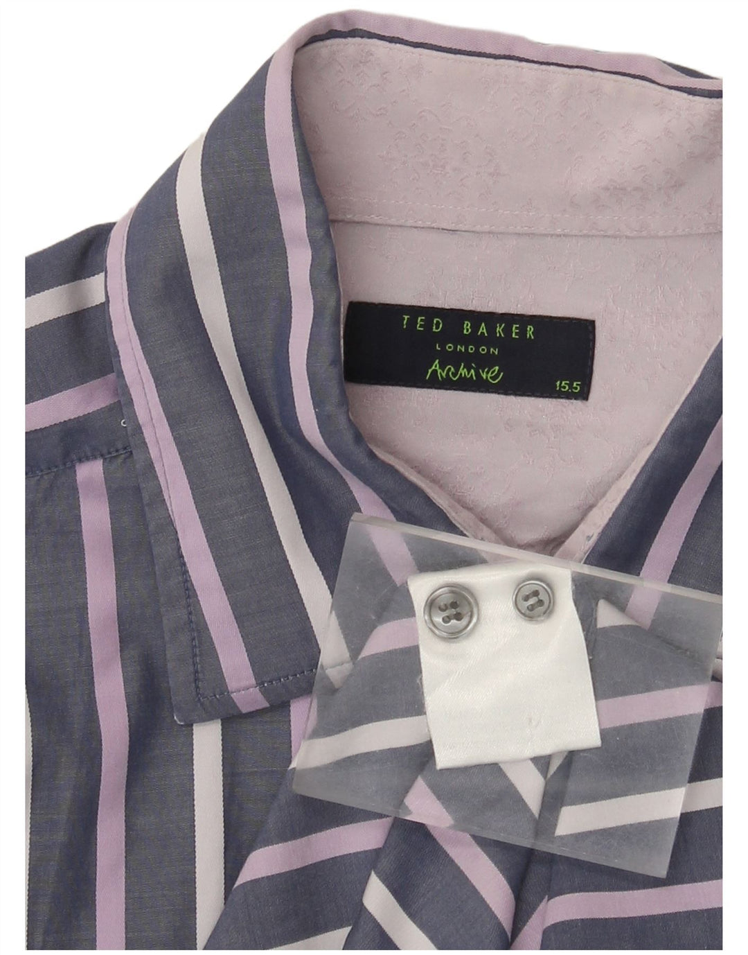 Ted Baker Herre formel skjorte størrelse 15 1/2 medium lilla nålestribet bomuld