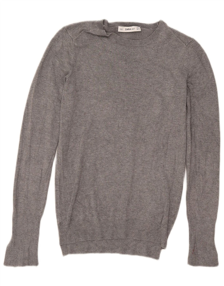 Zara Dame Boat Neck Jumper Sweater UK 12 Medium Grey Flecked