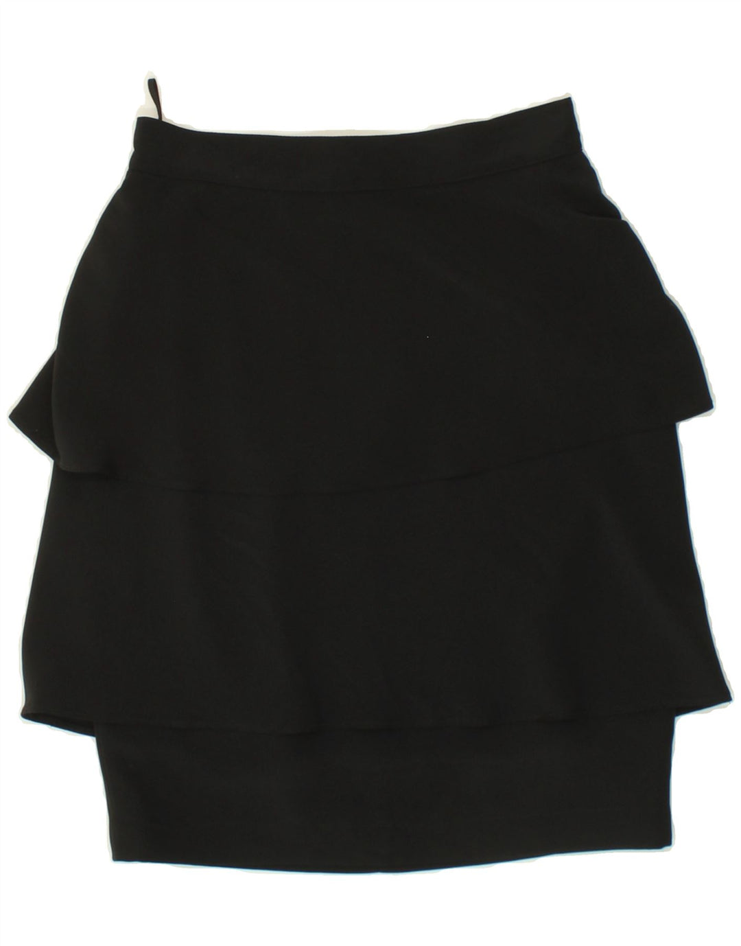 GENNY Womens Tiered Skirt W28 Medium Black Vintage Genny and Second-Hand Genny from Messina Hembry 