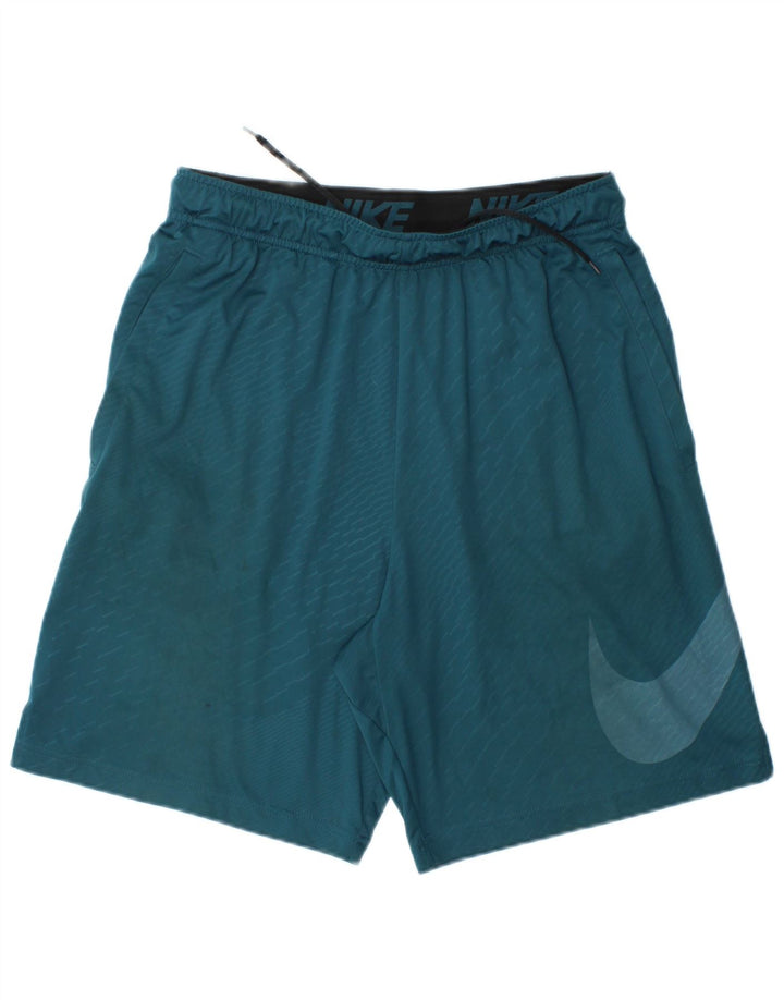 Nike Herre Dri Fit grafiske sportsshorts mellemblå stribet polyester
