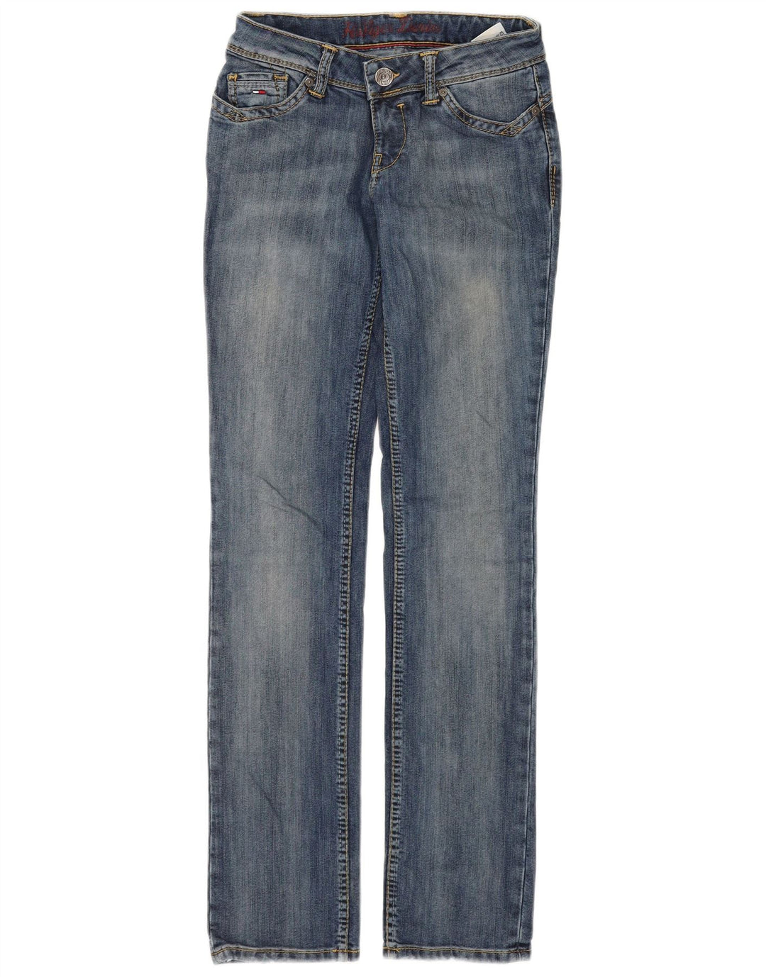 TOMMY HILFIGER Dame Victoria Super Low Slim Straight Jeans W26 L34 Blå