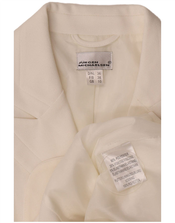 Jurgen Michaelsen Dame 3 Button Blazer Jacket UK 10 Small White Polyester