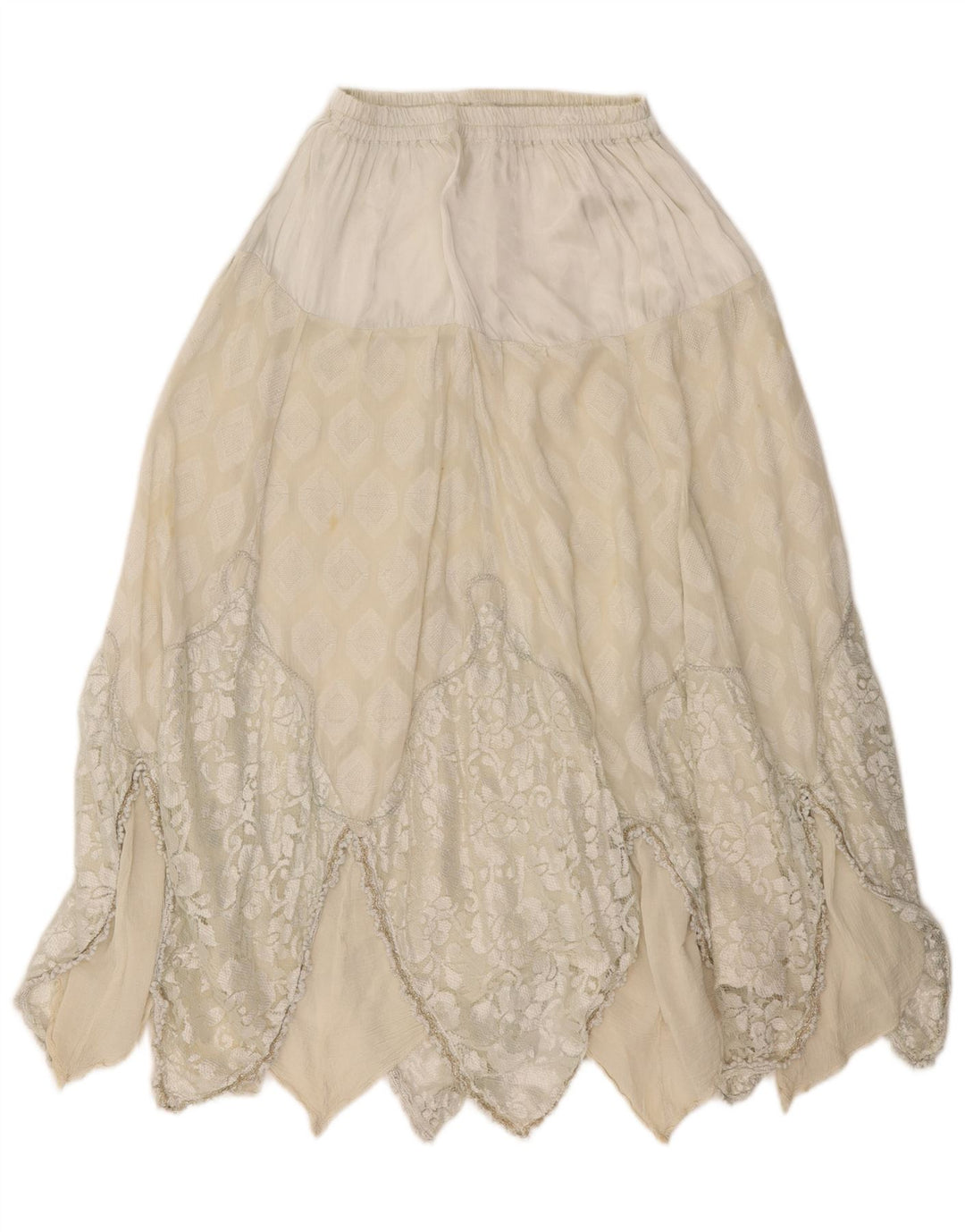 Vintage kvinders asymmetrisk nederdel W30 Medium Off White Geometrisk