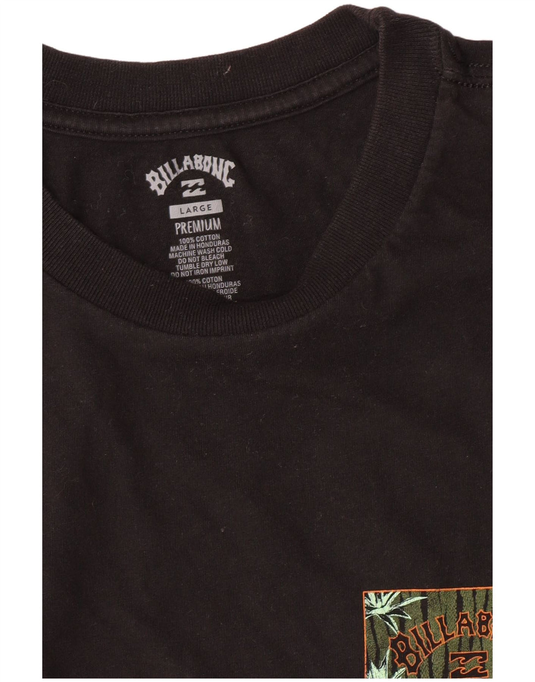 Billabong Herre Grafisk T-Shirt Top Stor Sort Bomuld