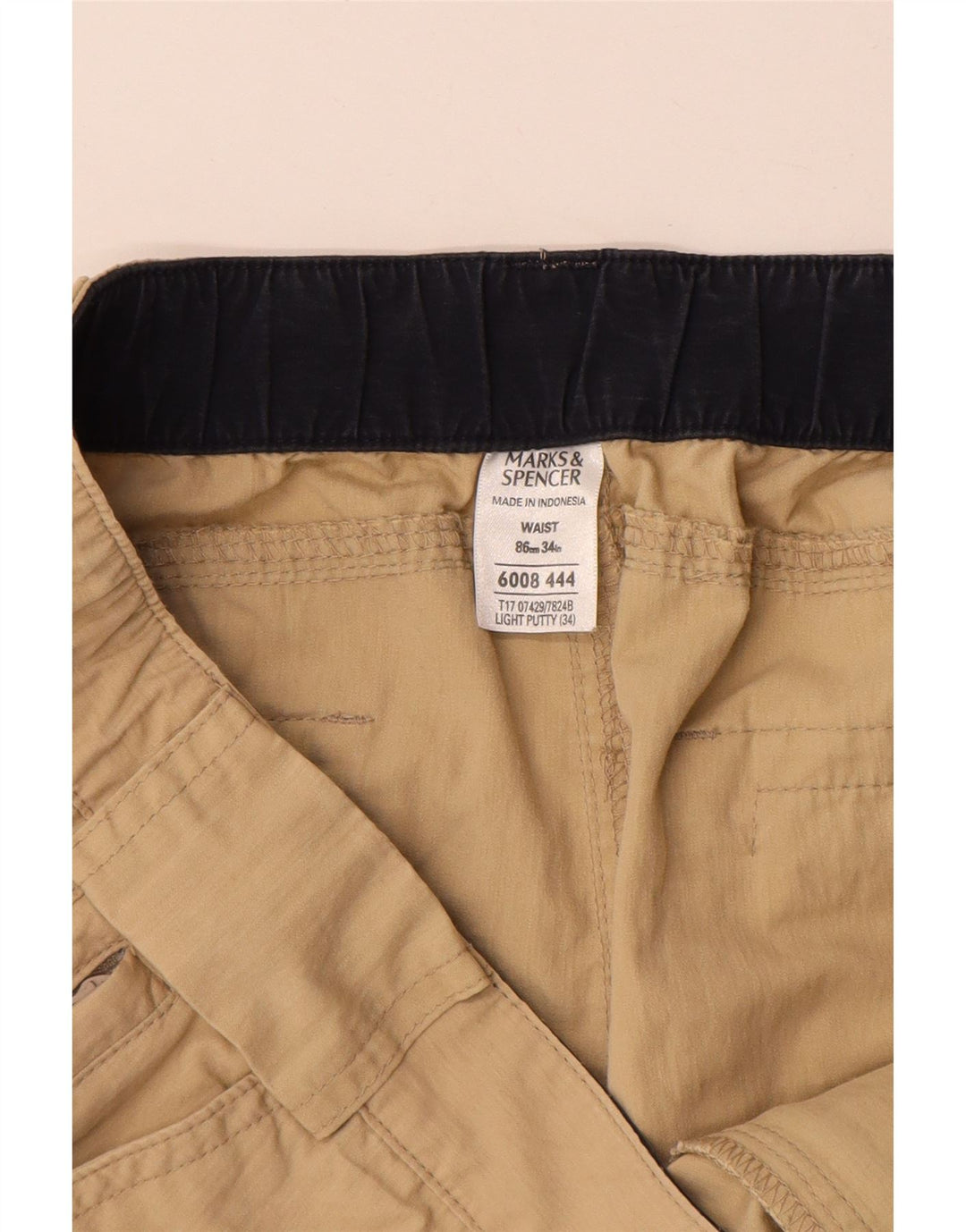 MARKS & SPENCER Herre Cargo Shorts W34 Large Beige Bomuld