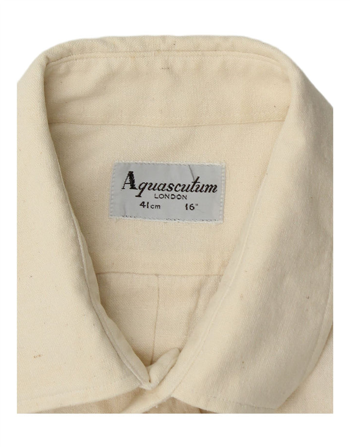 AQUASCUTUM Kortærmet Herreskjorte Størrelse 16 41 Large Off White