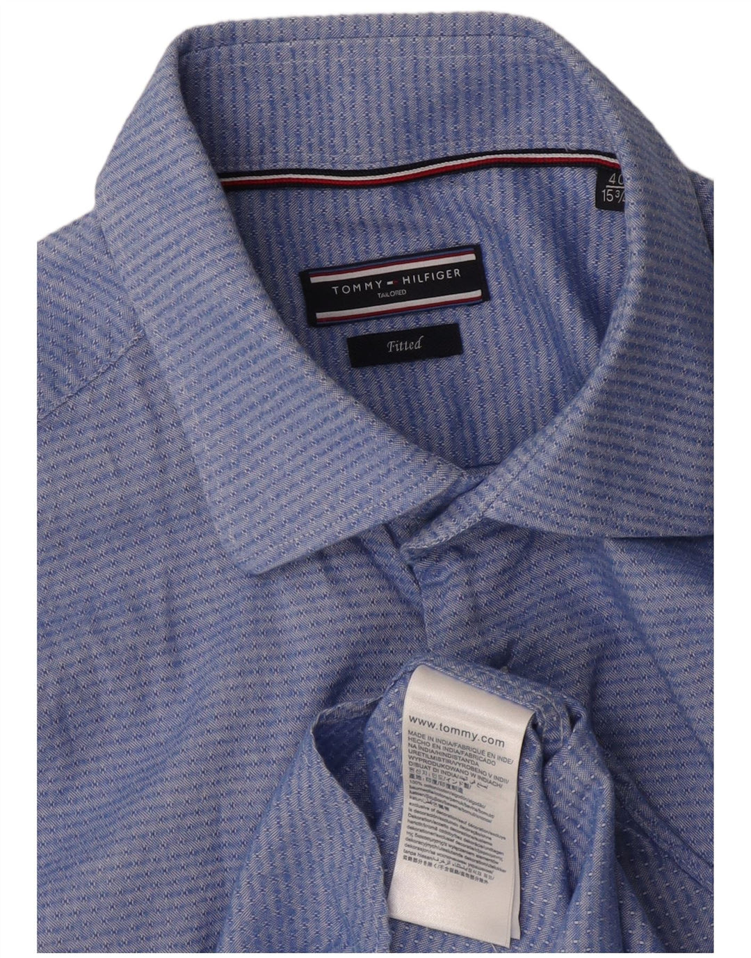 Tommy Hilfiger Herreskjorte str. 40 15 3/4 Medium Blue Geometrisk Bomuld