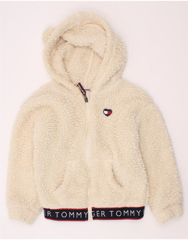 Tommy Hilfiger piger grafisk fleecejakke 4-5 års off White Colourblock