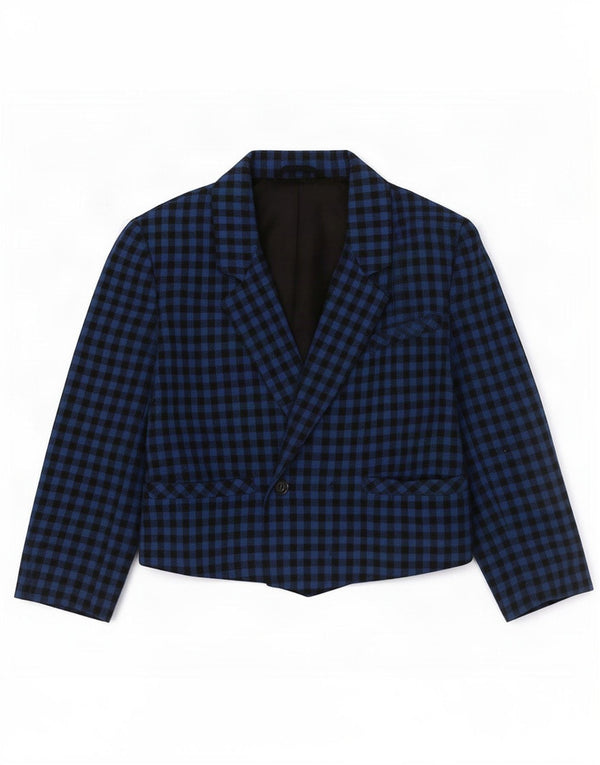 Vintage Womens 1 Button Blazer Jacket UK 14 Medium Blue Gingham