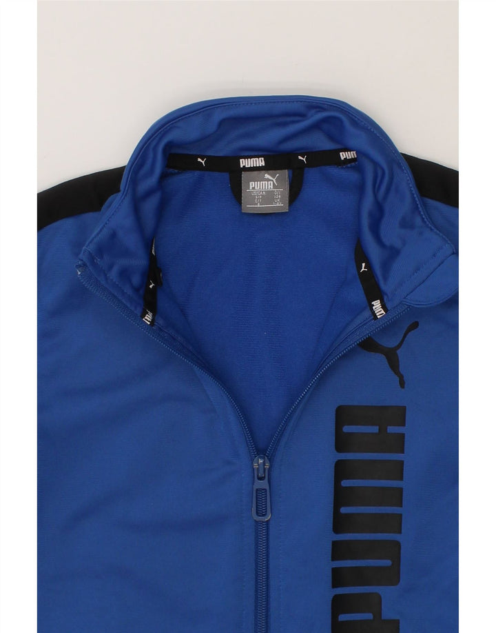 PUMA Boys Graphic Tracksuit Top Jacket 7-8 Years Blue Colourblock Vintage Puma and Second-Hand Puma from Messina Hembry 