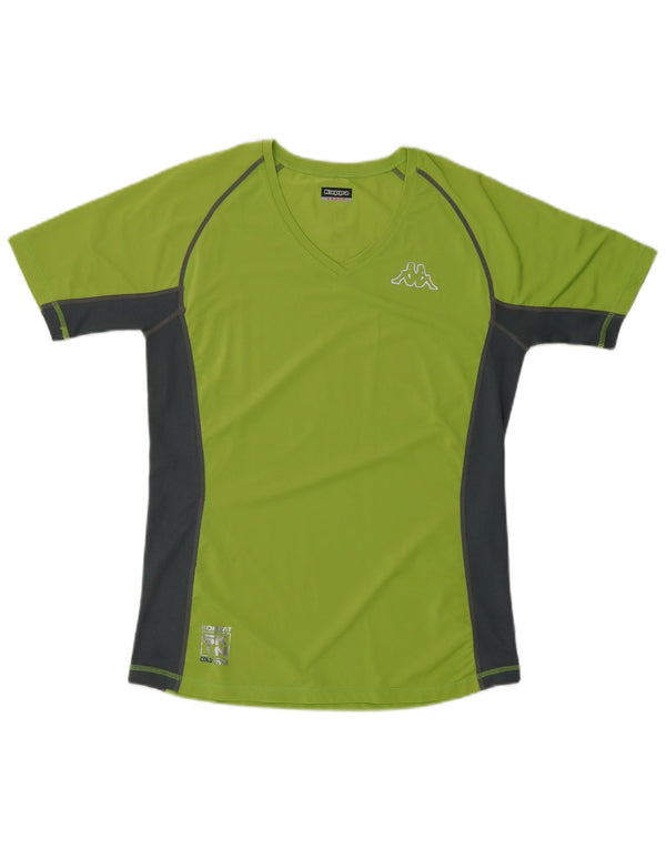 KAPPA Grafisk T-shirt top til kvinder DK 16 Large Green Colourblock Polyester