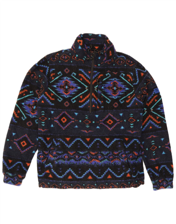 Billabong Herre lynlås hals Fleece Jumper lille marineblå Fair Isle Polyester