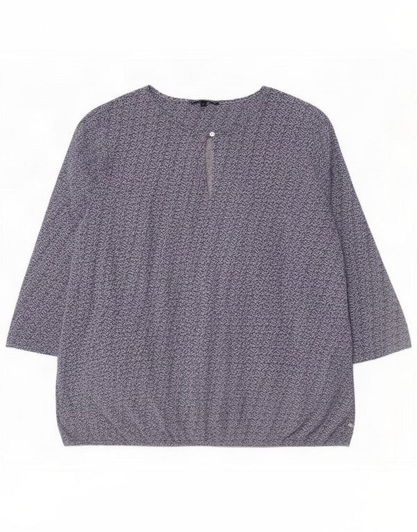 Tommy Hilfiger Womens 3/4 Sleeve Blouse Top UK 18 XL Blue Spotted Cotton