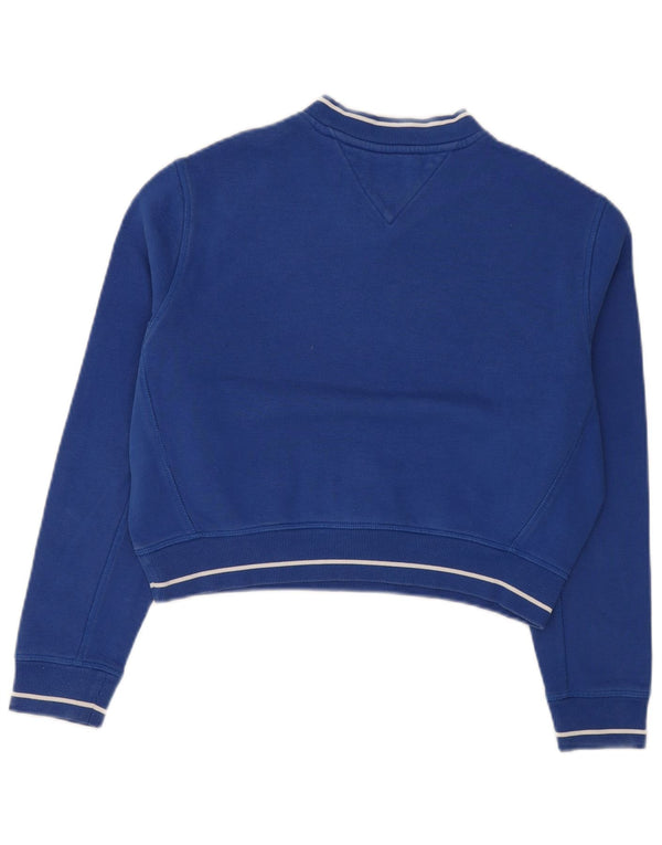Tommy Hilfiger Dame Oversized Graphic Crop Sweatshirt Jumper UK 6 XS Blå