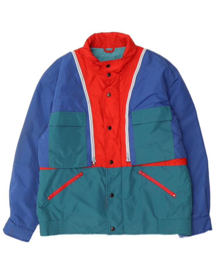 Vintage Herre Windbreaker Jacket UK 42 XL Blå Colourblock