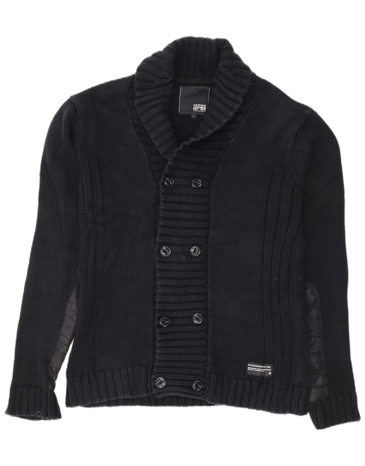 JACK & JONES Herre Cardigan Sweater Stor Sort Bomuld