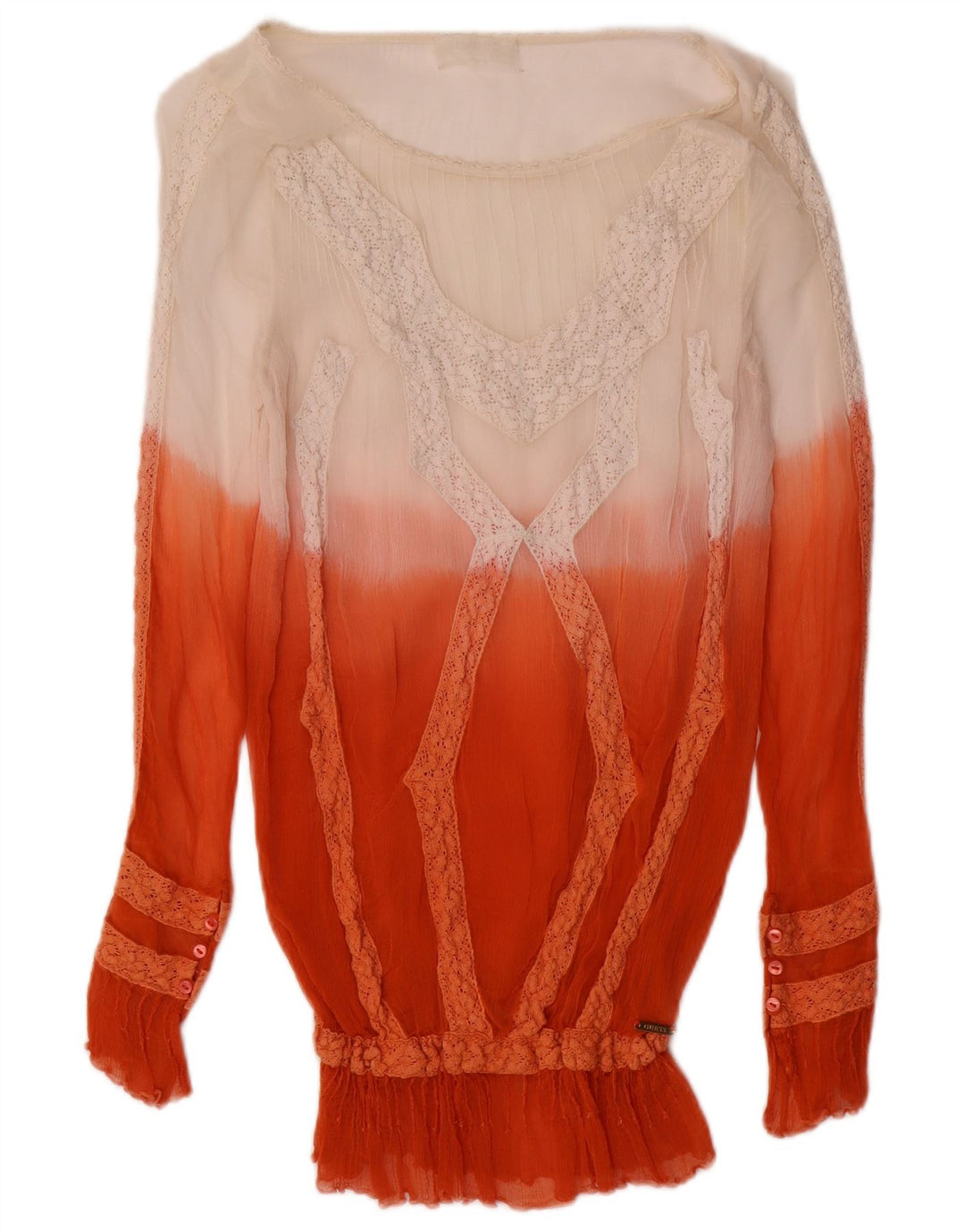 GUESS Dame See Through Bluse Top UK 10 Lille rød farveblok