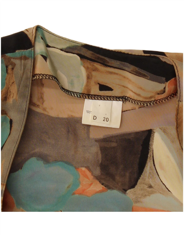 Vintage kortærmet skjortebluse til kvinder UK 18 XL Flerfarvet patchwork