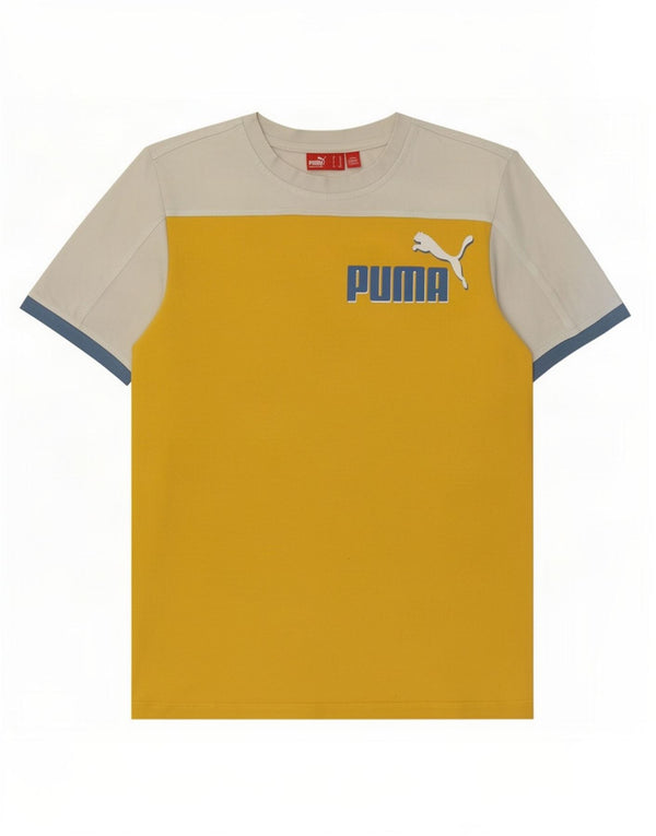 Puma Boys Grafisk T-Shirt Top 13-14 år Gul Colourblock Bomuld