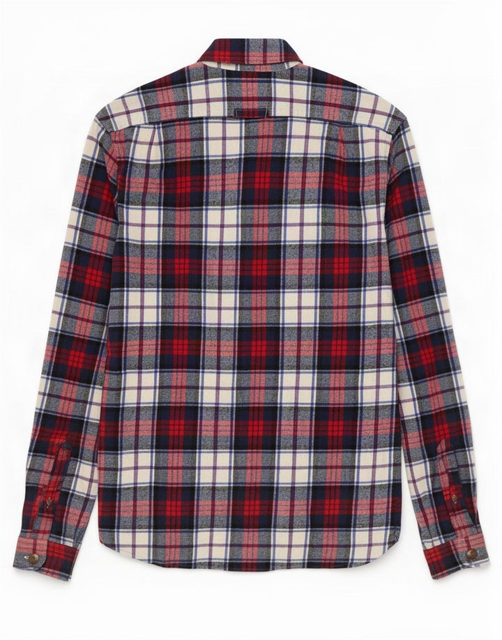 Superdry Herre Classic Fit Flanelskjorte Lille marineblå ternet bomuld