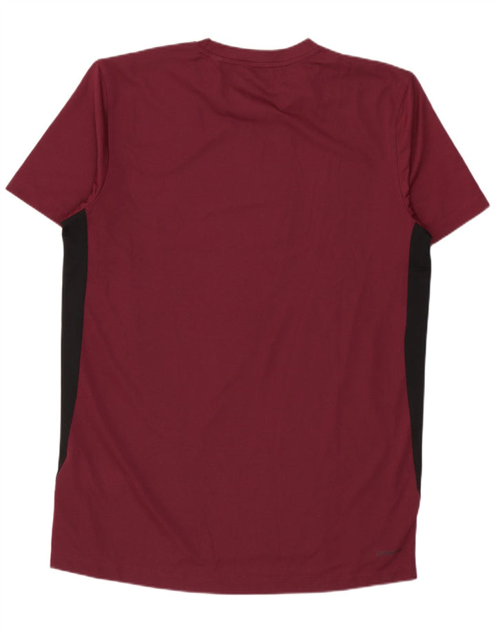 Adidas Herre T-Shirt Top Medium Burgundy Colourblock Polyester