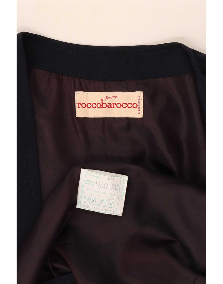 Roccobarocco Womens Open Bolero Jacket UK 12 Medium Navy Blue Wool