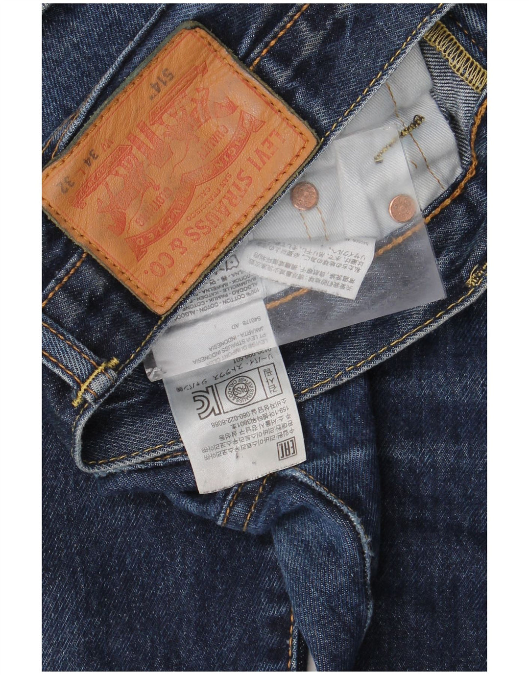 Levi's Herre 514 Straight Jeans W34 L32 Marineblå Bomuld