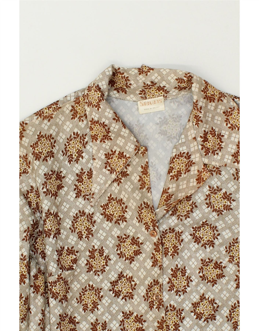VINTAGE Womens Shirt Blouse UK 14 Large Grey Floral Vintage Vintage and Second-Hand Vintage from Messina Hembry 