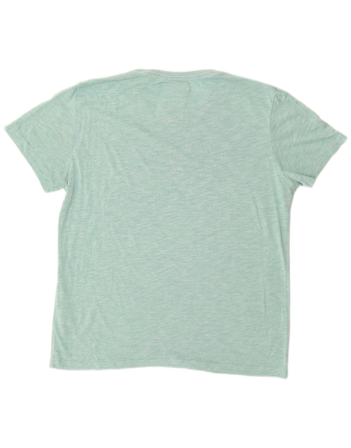 SUPERDRY Herre grafisk T-shirt Top XL Blå Bomuld