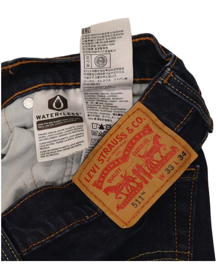 Levi's Herre 511 Slim Jeans W33 L34 Marineblå Bomuld